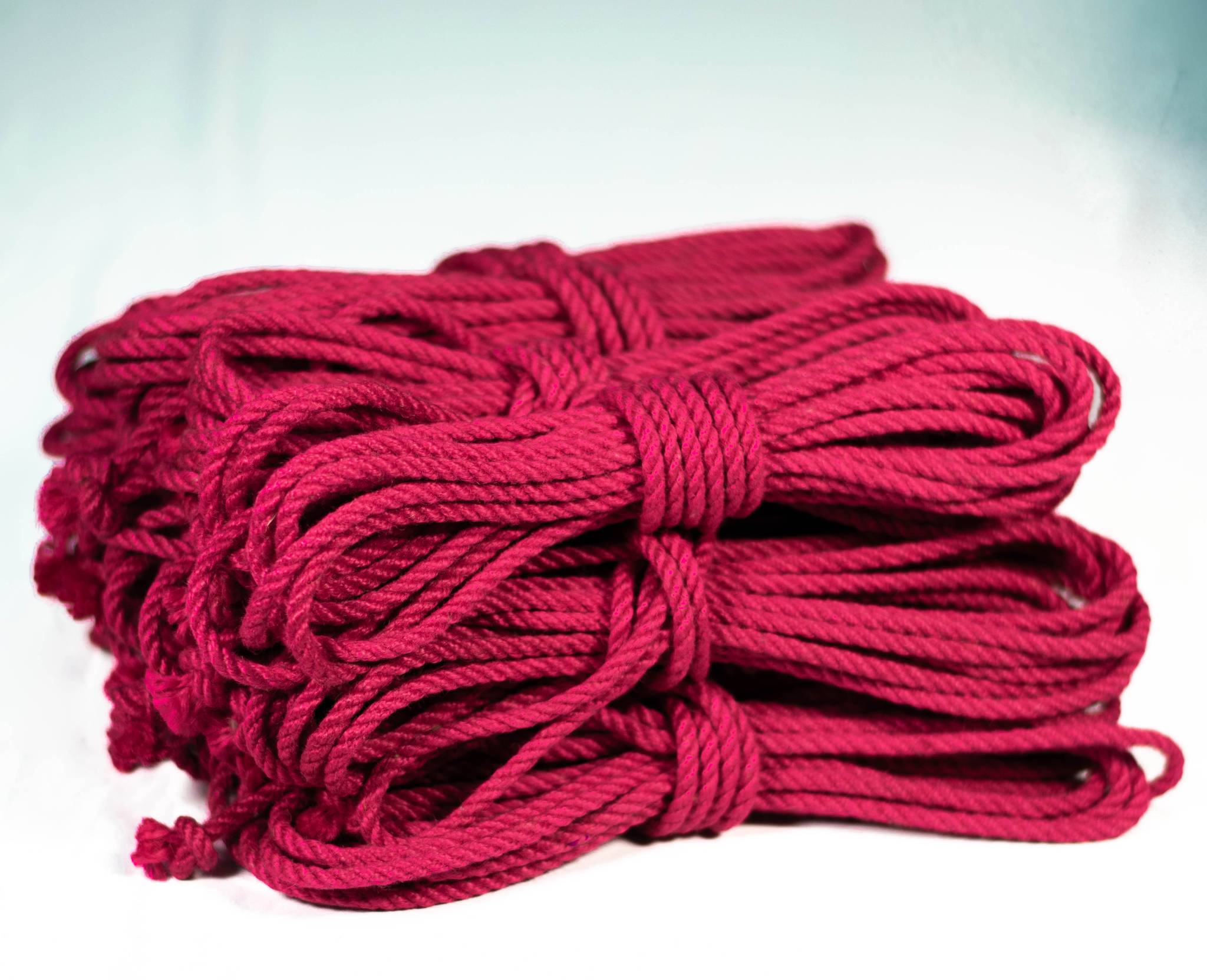 Pink jute rope · 5mm double-ply (treated)
